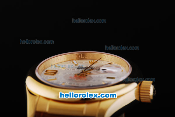 Rolex Datejust Working Chronograph Automatic Movement Full Gold Case with Sliver Dial - Click Image to Close